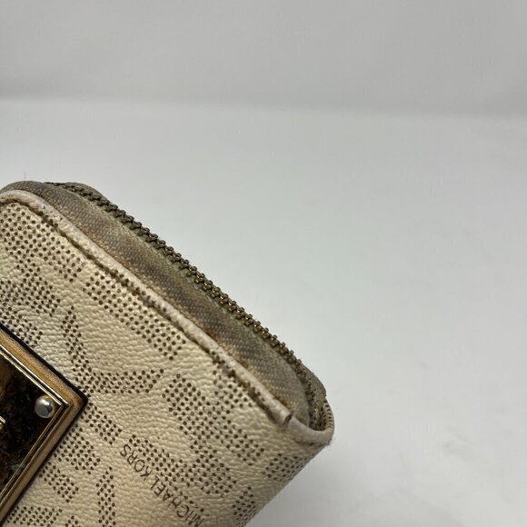 Michael Kors logo wallet cream brown distressed - Picture 10 of 11